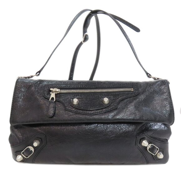 BALENCIAGA Black Leather Shoulder Bag - Picture 1 of 11